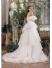 Strapless Ivory Pleated Tulle Layered Wedding Dress